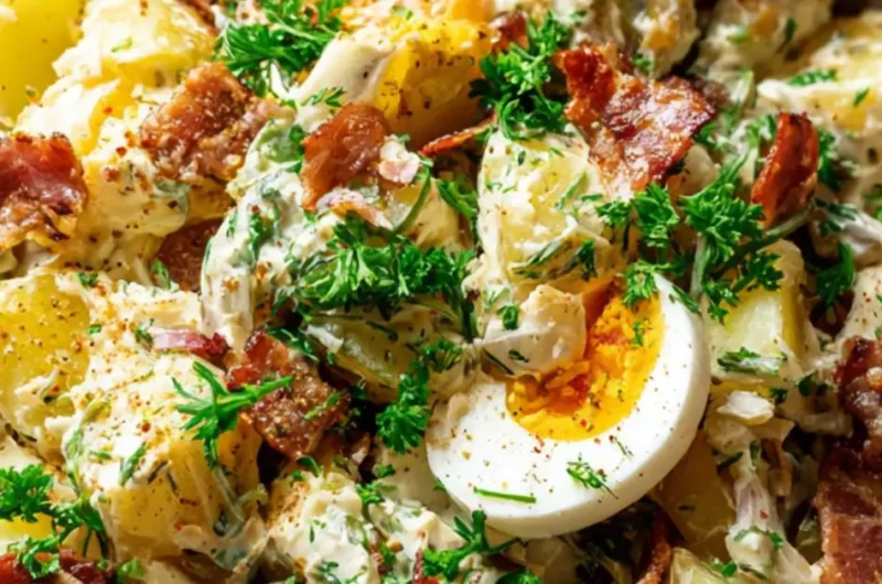 Snelle Aardappel Salade met Bacon en Ei