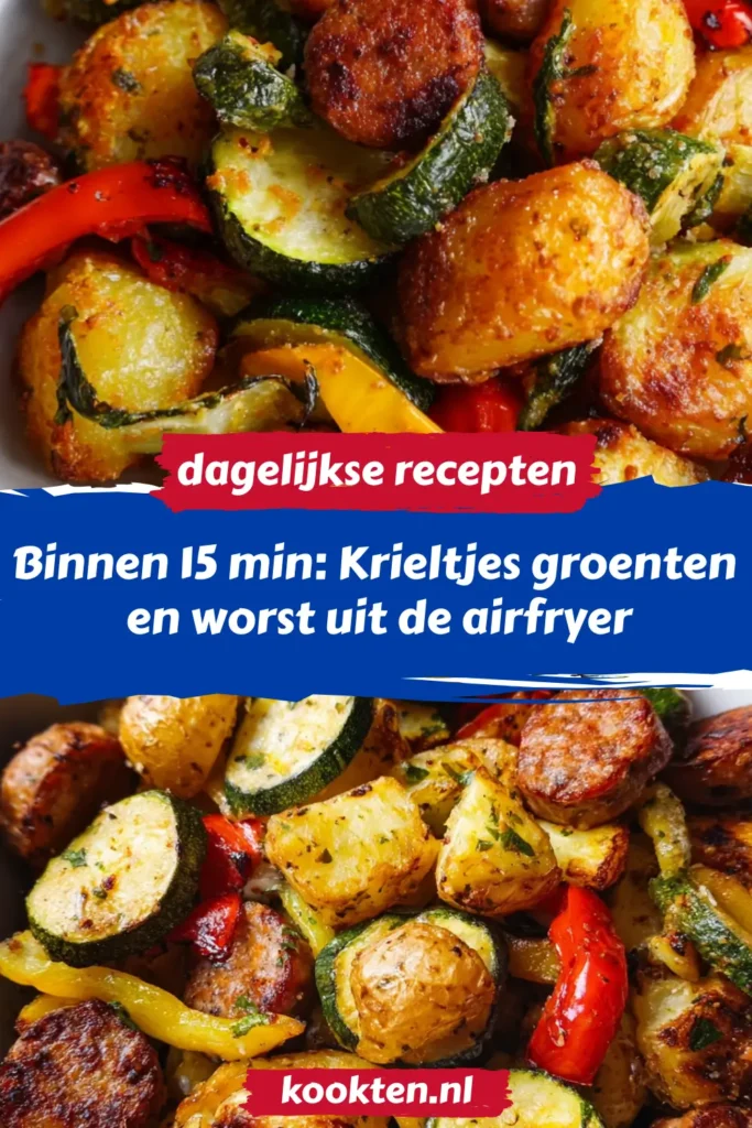 Binnen 15 min: Krieltjes groenten en worst uit de airfryer
