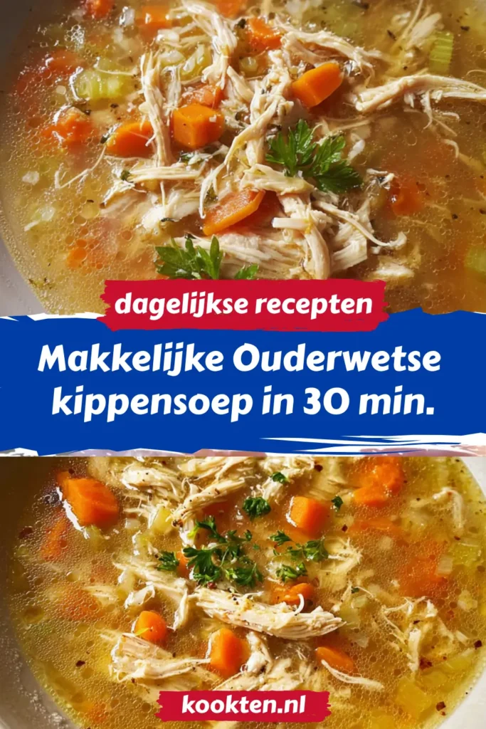 Makkelijke Ouderwetse kippensoep in 30 min.