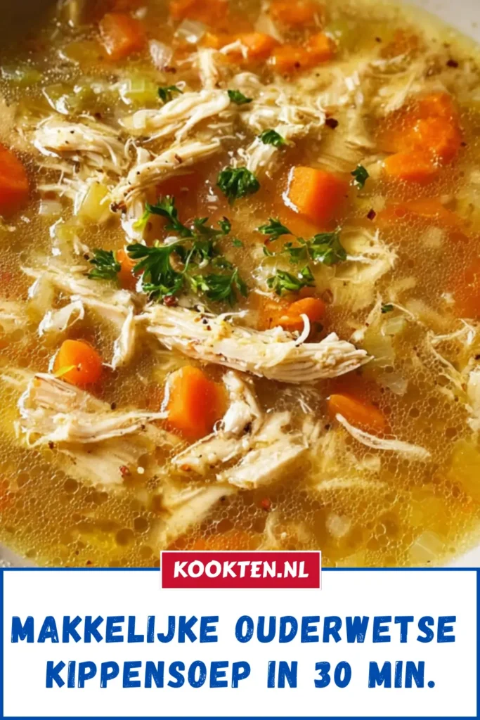 Makkelijke Ouderwetse kippensoep in 30 min.