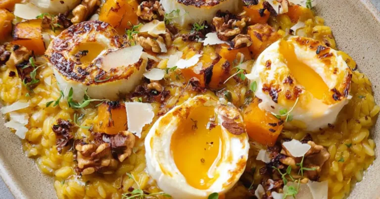 Snel: Pompoenorzotto met geitenkaas en hot honey in 20 min