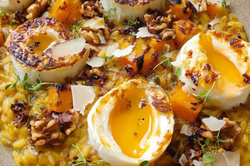 Pompoenorzotto met Geitenkaas en Hot Honey