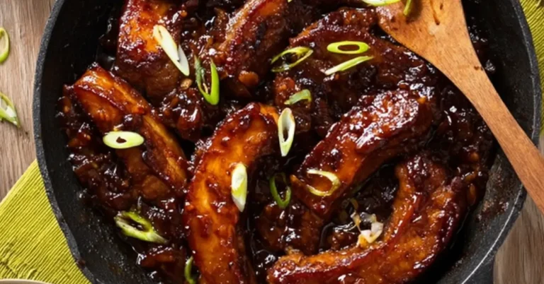 Gekaramelliseerde speklapjes met rijst: Klaar in 20 min!