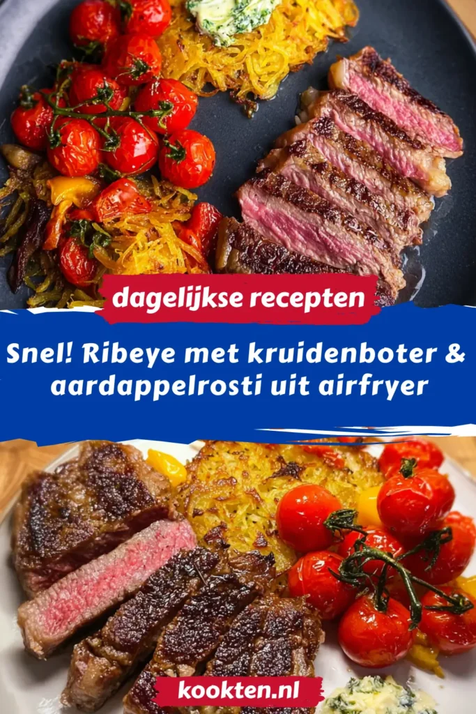 Snel! Ribeye met kruidenboter & aardappelrosti uit airfryer