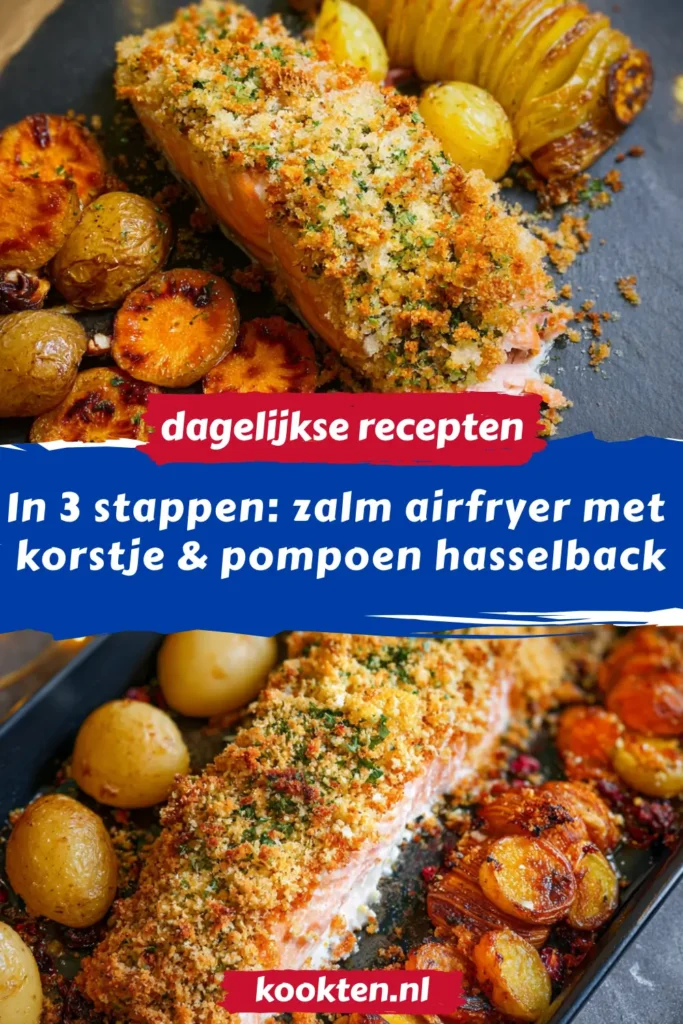 In 3 stappen: zalm airfryer met korstje u0026 pompoen hasselback