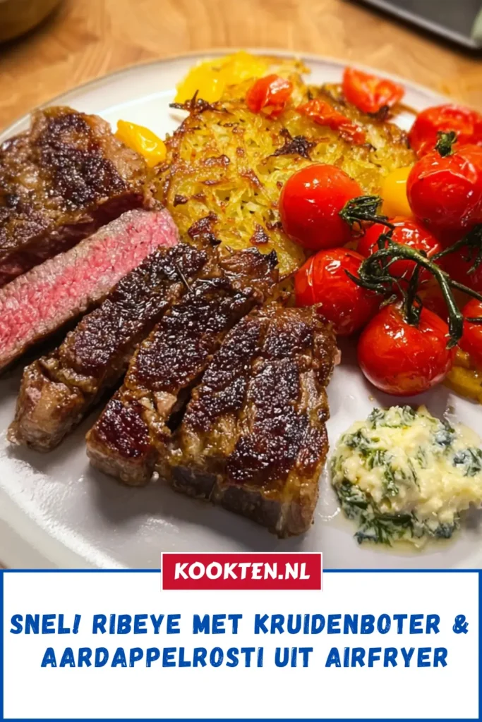 Snel! Ribeye met kruidenboter & aardappelrosti uit airfryer