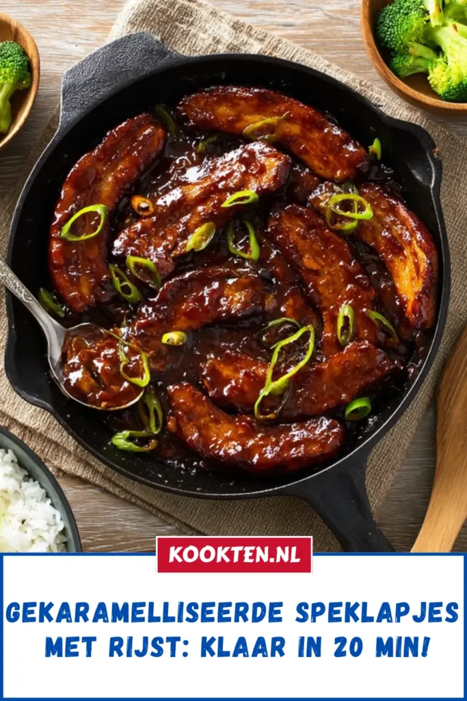 Gekaramelliseerde speklapjes met rijst: Klaar in 20 min! Gekaramelliseerde speklapjes met rijst: Klaar in 20 min!