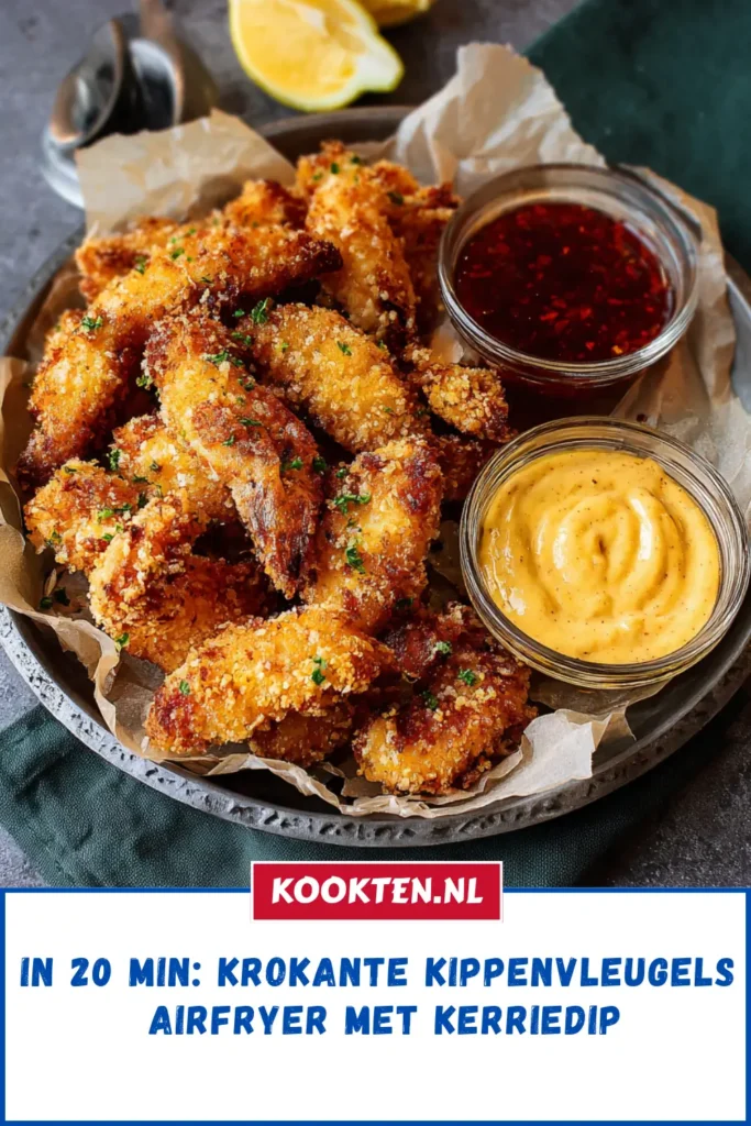 In 20 min: Krokante kippenvleugels Airfryer met kerriedip