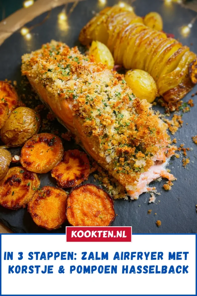 In 3 stappen: zalm airfryer met korstje u0026 pompoen hasselback