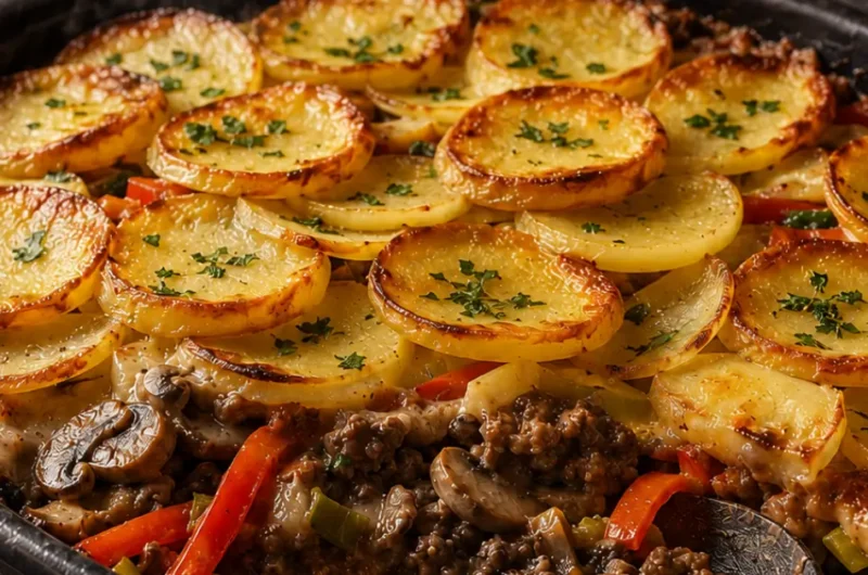 Gehaktschotel met prei paprika champignons en ui
