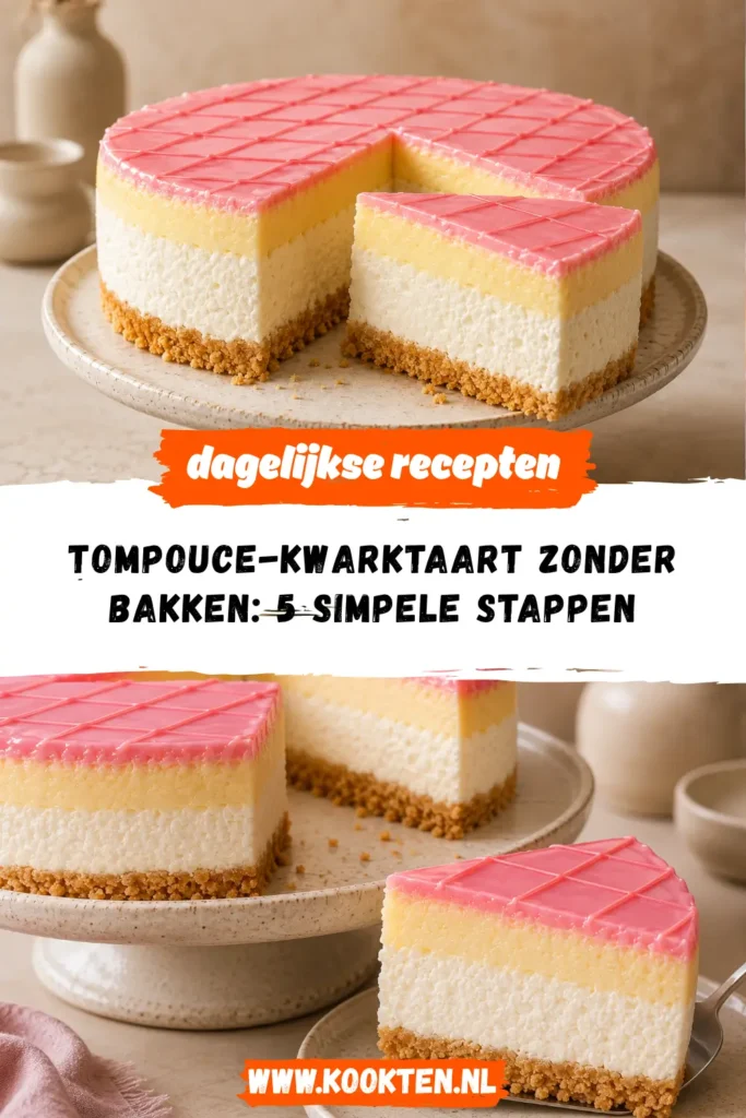 Tompouce-kwarktaart zonder bakken receptfoto van het gerecht