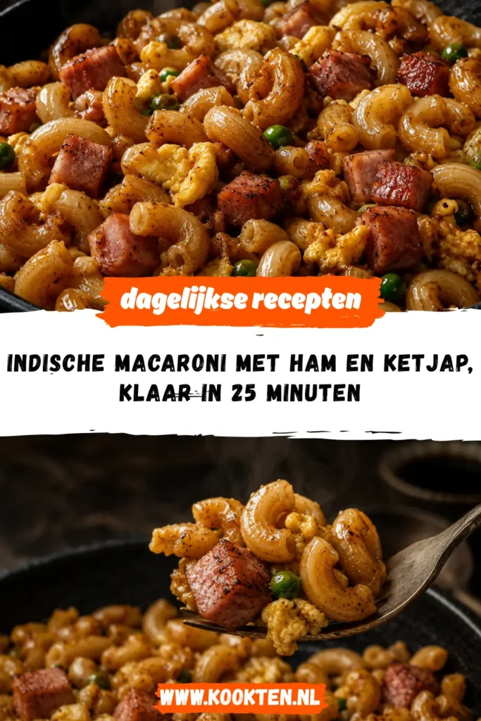 Indische macaroni met ham en ketjap receptfoto van het gerecht