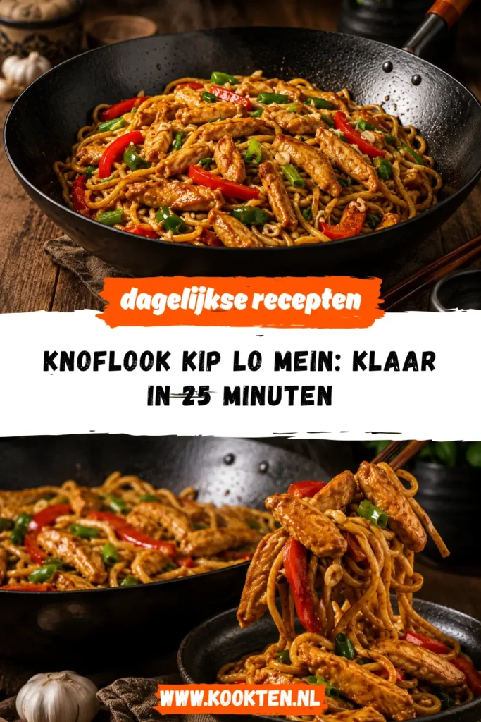 Knoflook kip lo mein receptfoto van het gerecht