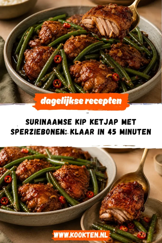 Surinaamse Kip Ketjap met Sperziebonen receptfoto van het gerecht