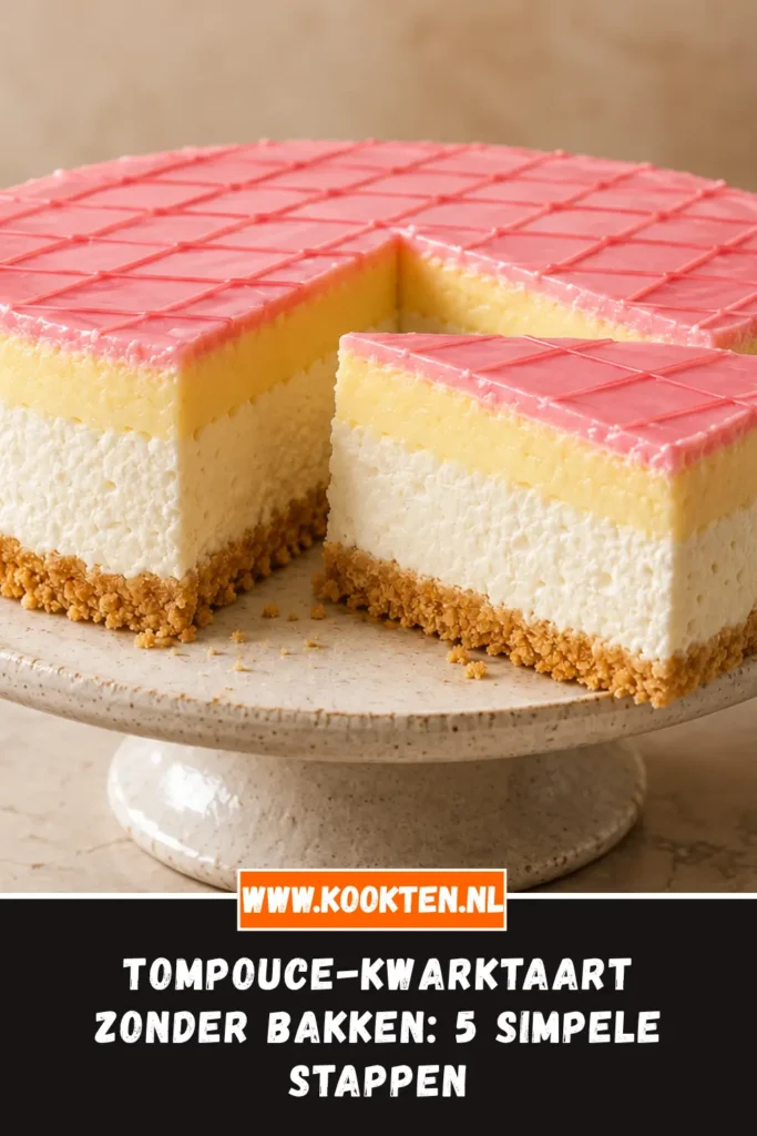 Tompouce-kwarktaart zonder bakken van dichtbij op het bord