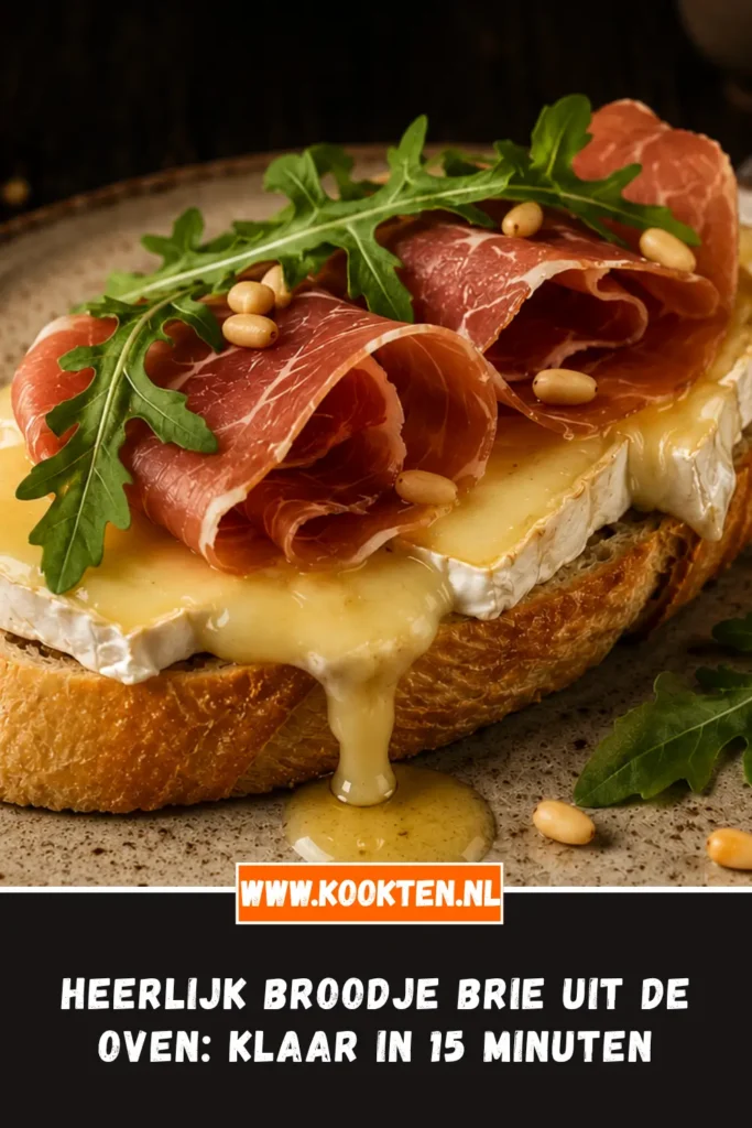 Heerlijk broodje brie uit de oven van dichtbij op het bord