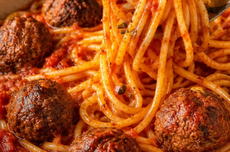 Authentieke Italiaanse spaghetti met gehaktballen