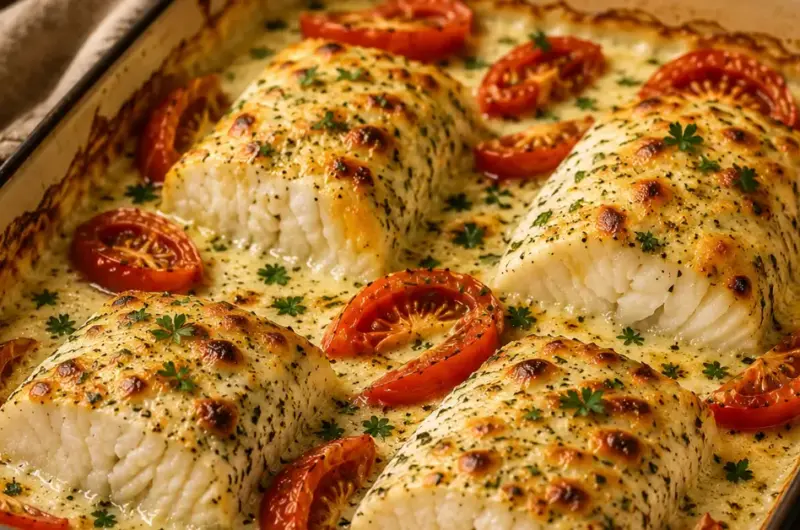 Kabeljauwhaasje met tomaat en Boursin Cuisine uit de oven
