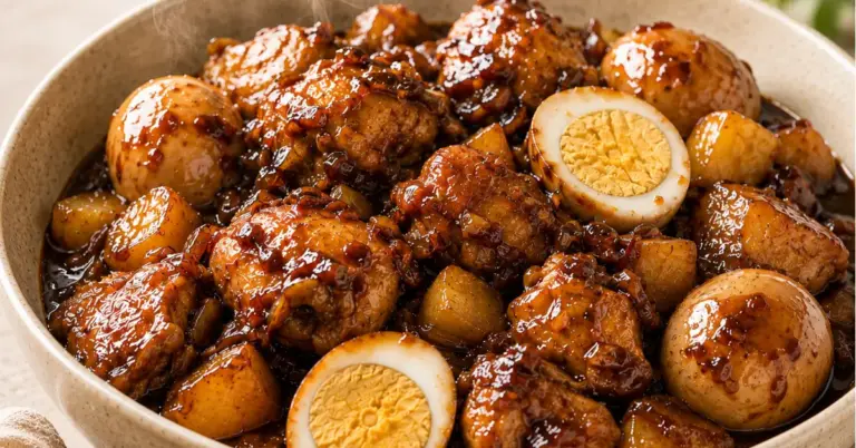 Ayam Ketjap met kip, ei en aardappel in ketjapsaus