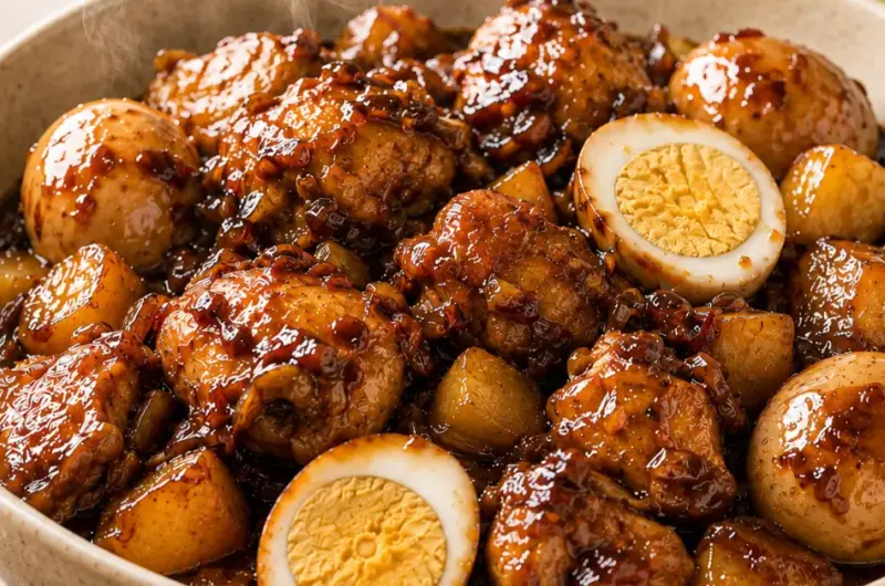 Ayam Ketjap met ei en aardappel