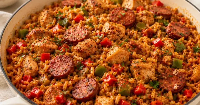 Kip Jambalaya met kip, gerookte worst en paprika