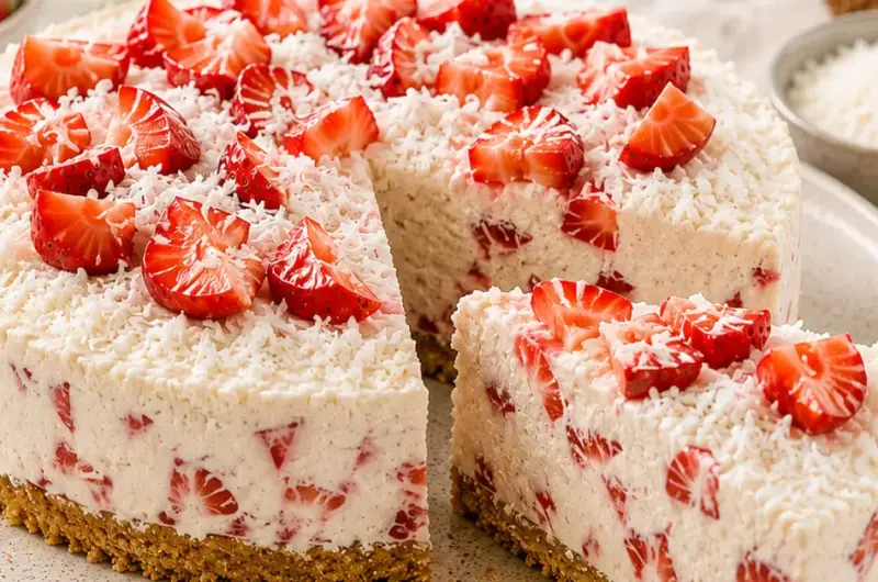 Aardbeien Kokos Monchoutaartje