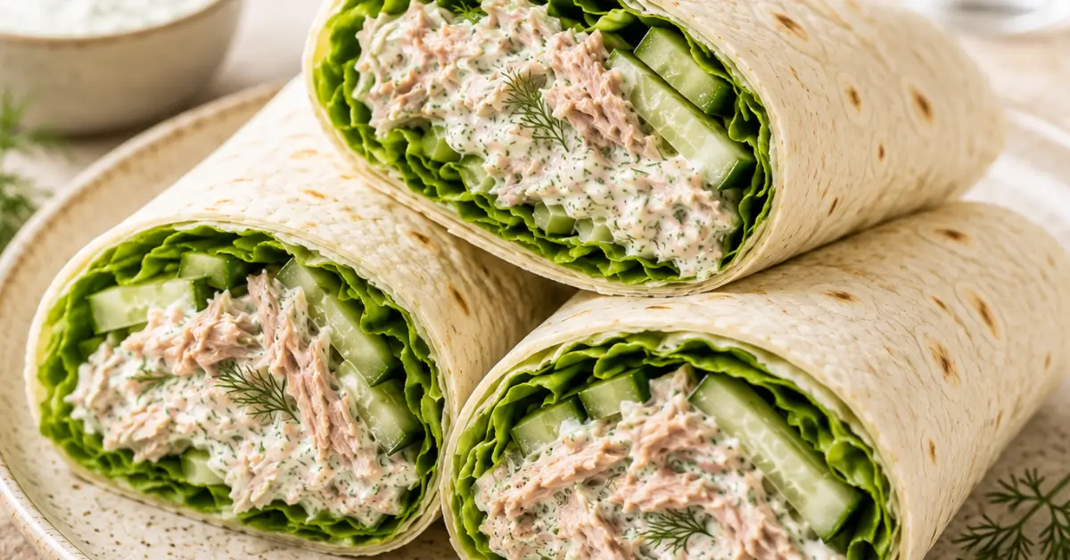 Frisse Tonijn-Dille Wraps met komkommer en sla