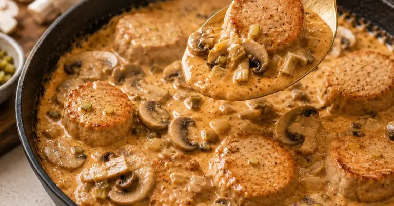 Varkenshaas Stroganoff met champignons in romige saus