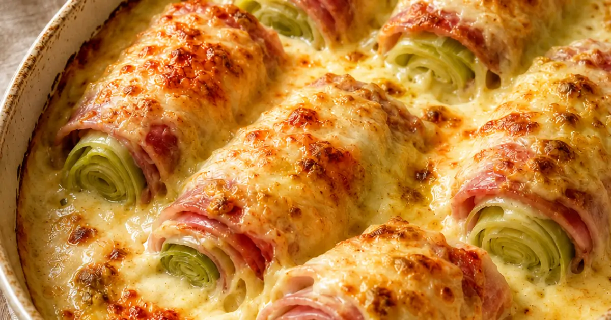 Preirolletjes uit de oven met romige kaassaus en kaas