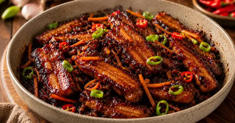 Indische Speklapjes in Ketjapsaus met lente-ui