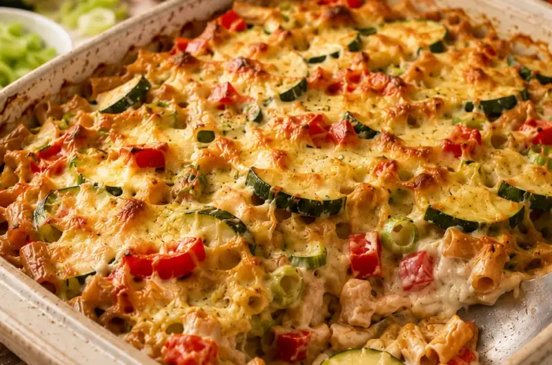 Volkorenmacaroni ovenschotel met groenten en kaas