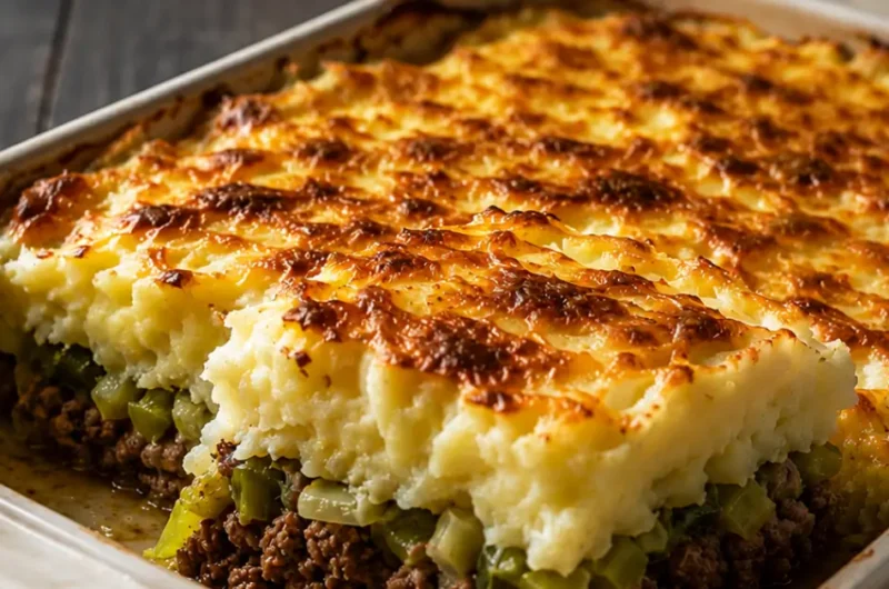 Prei gehakt ovenschotel met romige puree