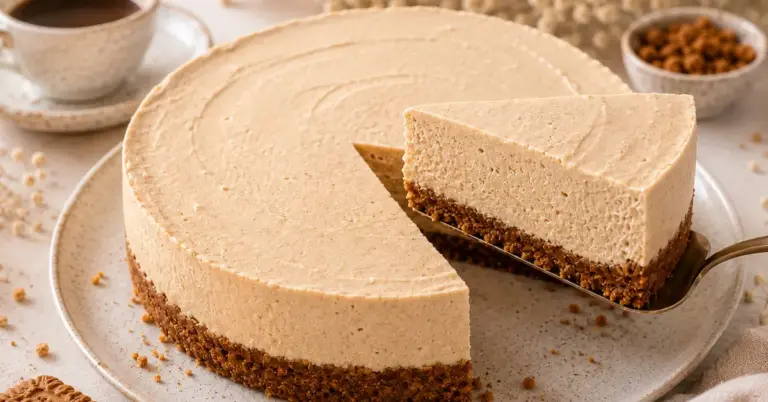 Koffie-Bastogne Cheesecake met romige koffievulling en Bastognebodem