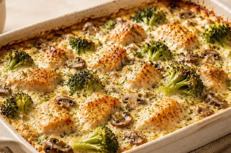 Kip-Boursin Ovenschotel met Broccoli en Champignons