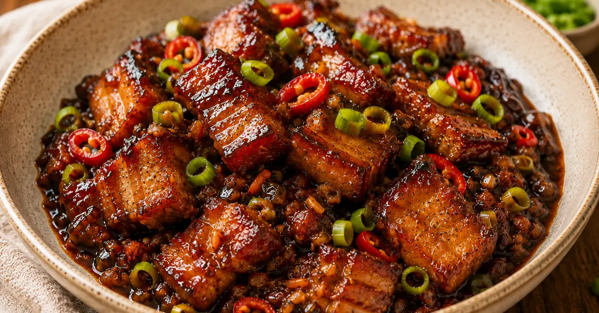 Indische Speklapjes in kleverige ketjapsaus met lente-ui