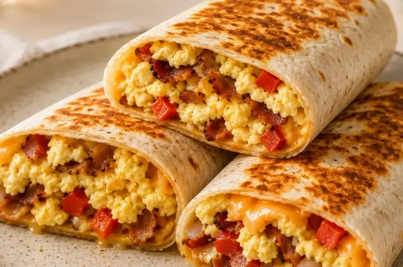 Ontbijt-wrap met ei, spek en kaas