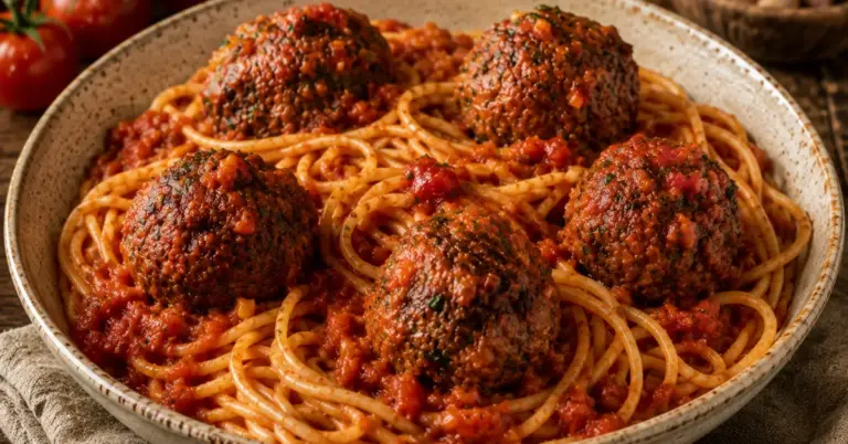 Authentieke Italiaanse Spaghetti met Gehaktballen in tomatensaus