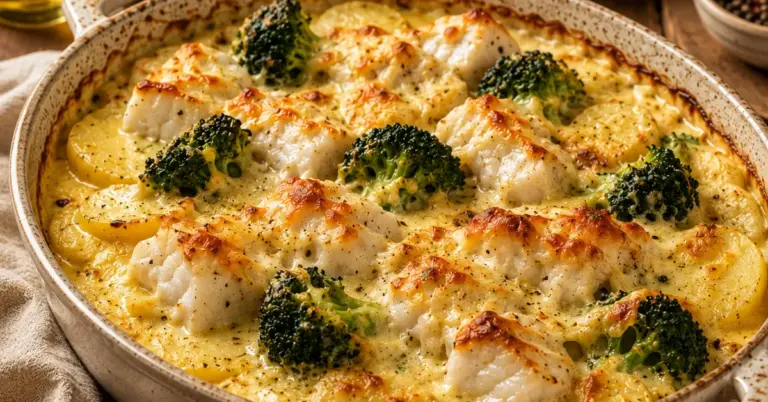 Romige Ovenschotel met Kabeljauw en Broccoli uit de oven