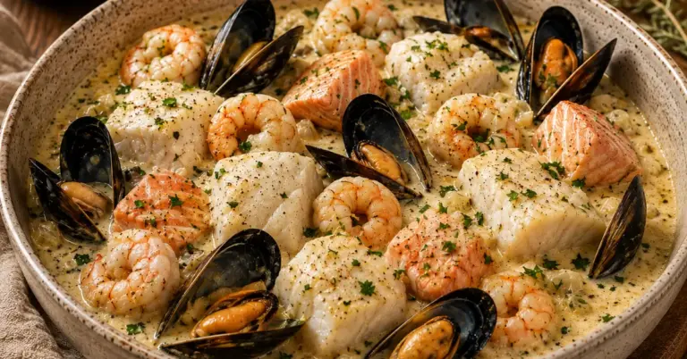 Luxe Vispannetje met Schaaldieren in romige saus
