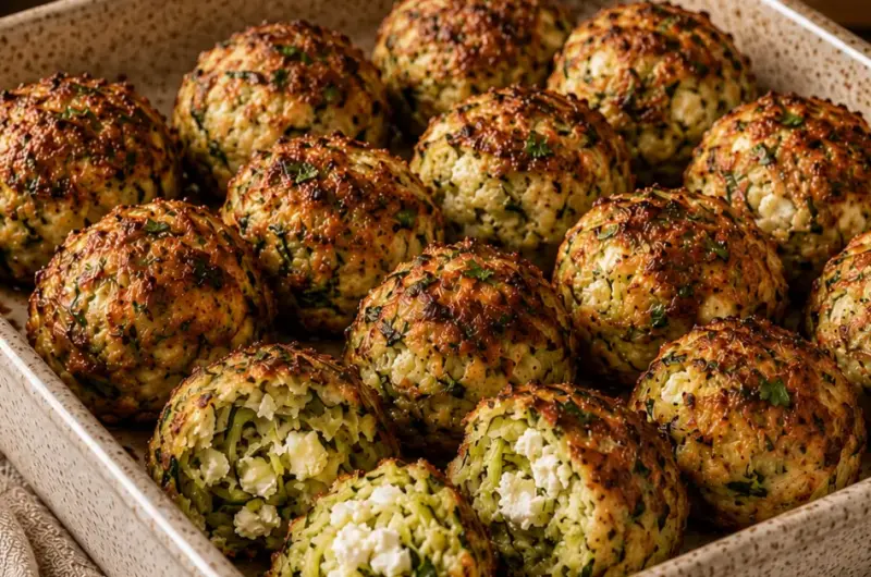 Knapperige Ovengebakken Courgette- en Fetaballetjes