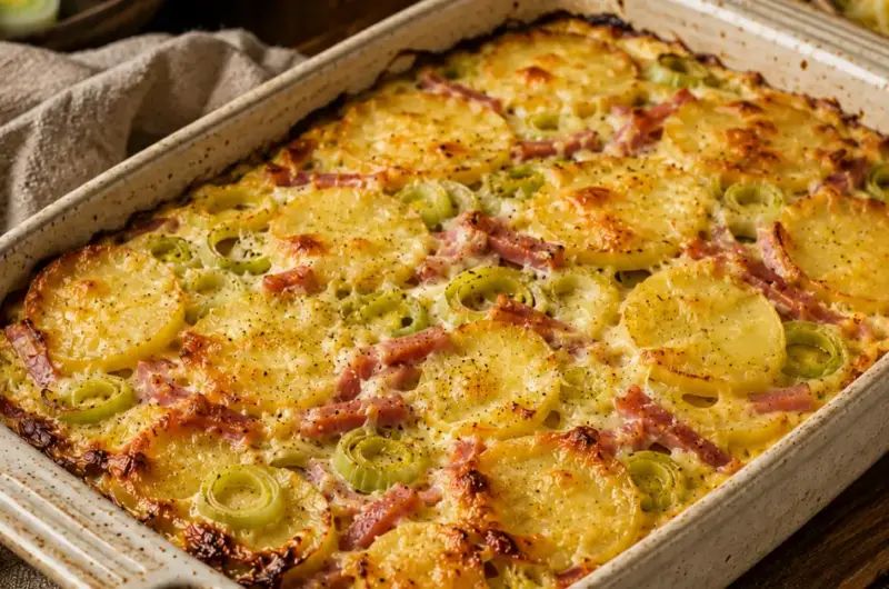 Ovenschotel met Prei, Ham en Ei