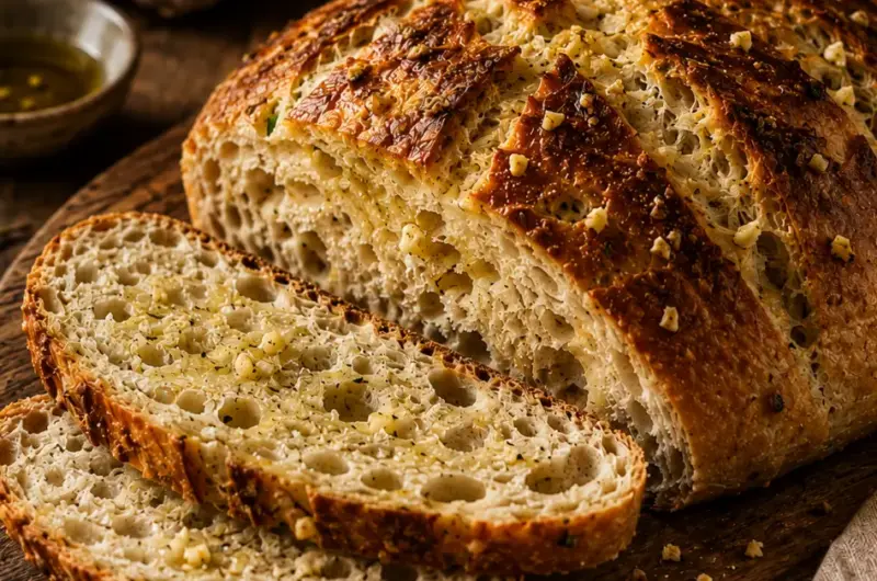 Knapperig Knoflookbrood Zonder Kneden