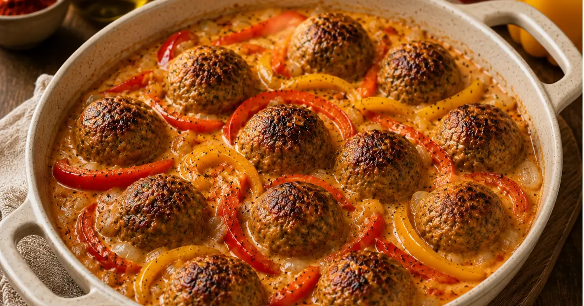 Gehaktballetjes in Roomsaus met paprika