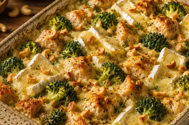 Kip-brie ovenschotel met broccoli en cashewnoten