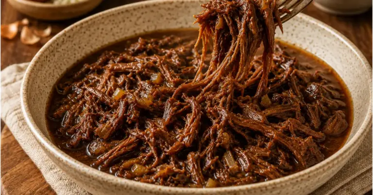 Oma's Draadjesvlees uit de Slowcooker met uienjus