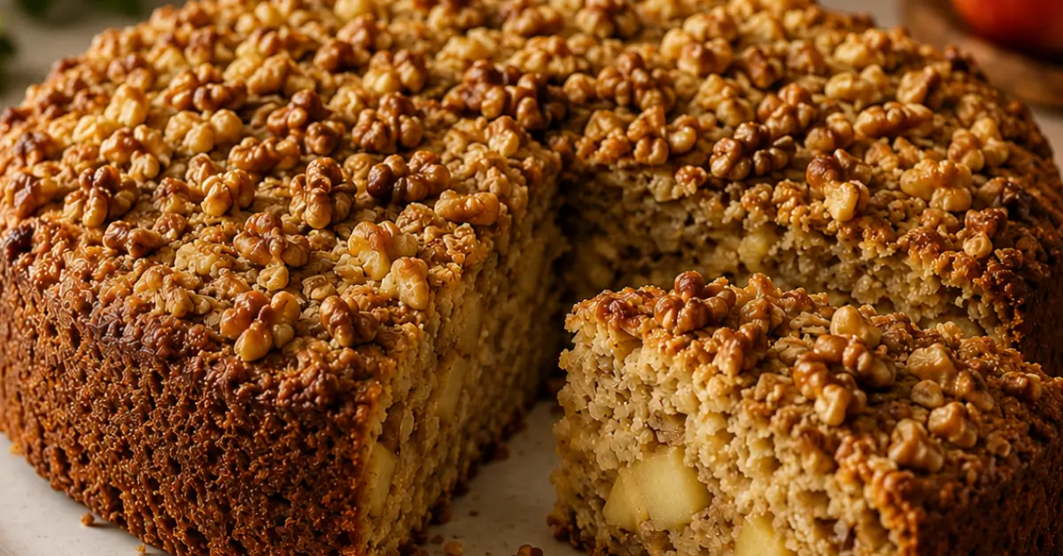Havermout Cake met Appel en Kaneel met walnoten
