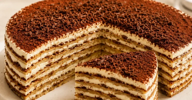 Pannenkoeken-tiramisu met mascarpone, cacao en pure chocolade