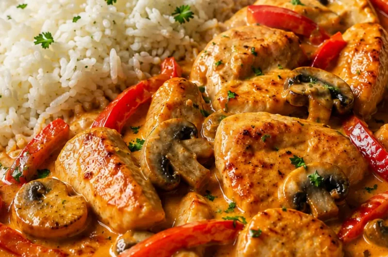 Kip stroganoff met rijst