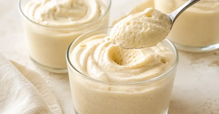 Luchtige bananenmousse in vier dessertglaasjes