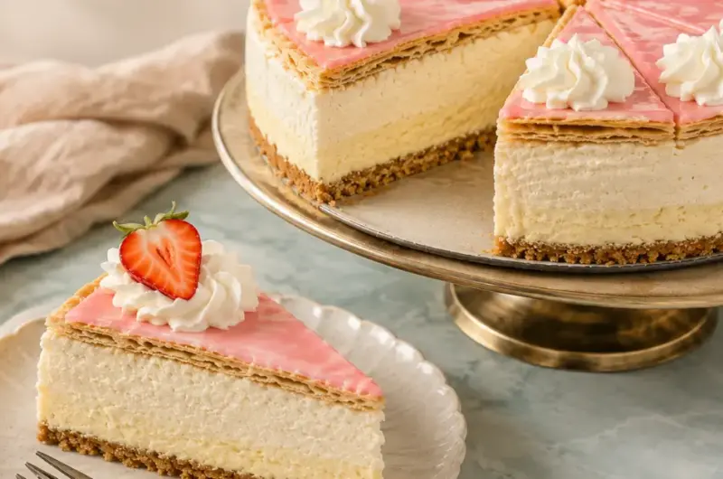Tompouce cheesecake met banketbakkersroom